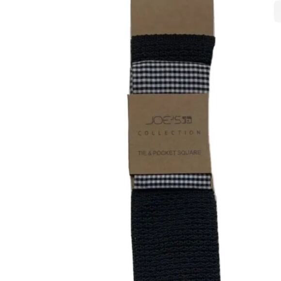 NWT Joe’s Jeans Collection Neck Tie With Pocket Square Black - Picture 2 of 3